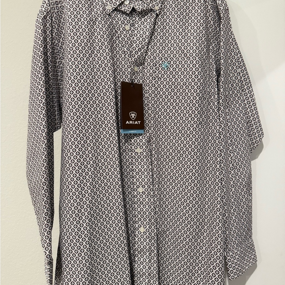Ariat Men's Geometric Brown and White Shirt